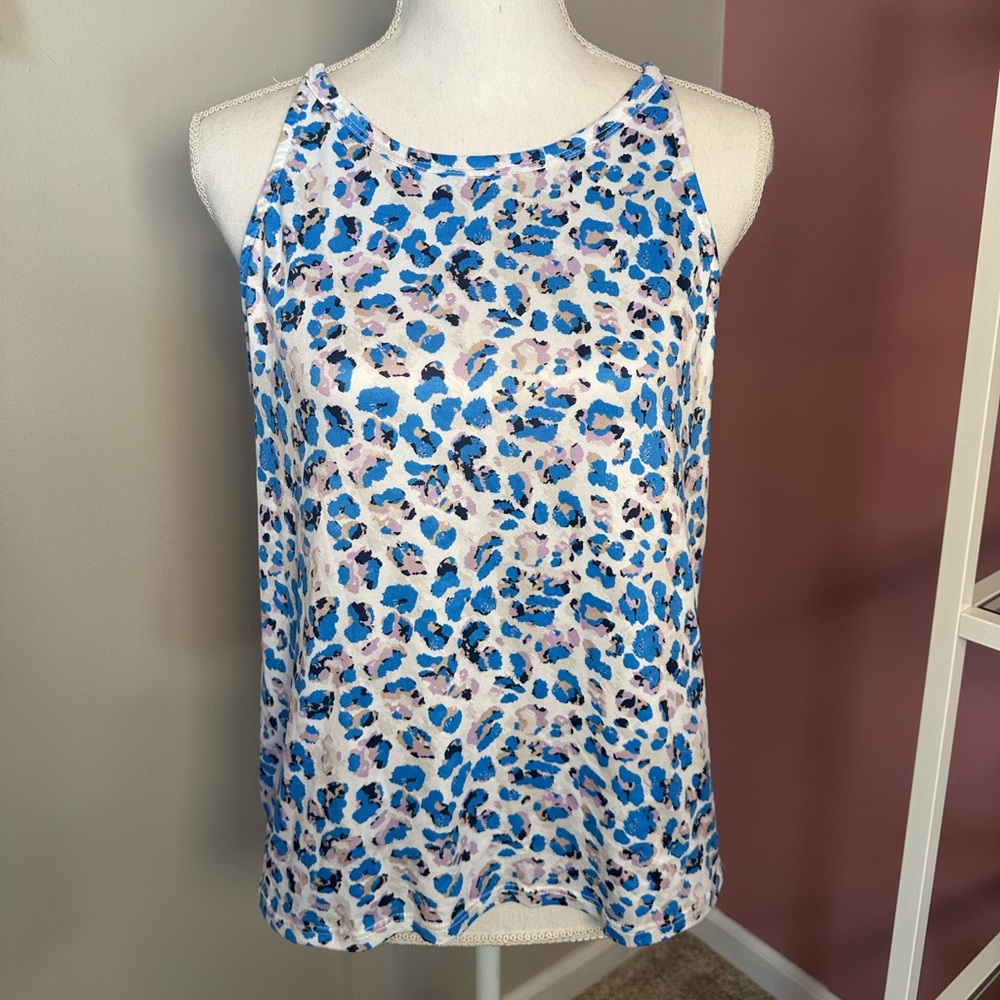 Blue Leopard Print Tank Top